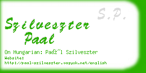 szilveszter paal business card